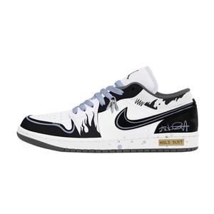Jordan Air 1 устойчивые к истиранию низкие баскетбольные кроссовки Unisex Black White Blue
