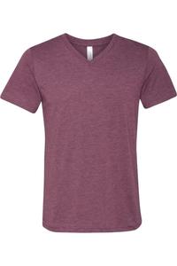 Футболка с коротким рукавом и V-образным вырезом BELLA + CANVAS Triblend, цвет maroon triblend