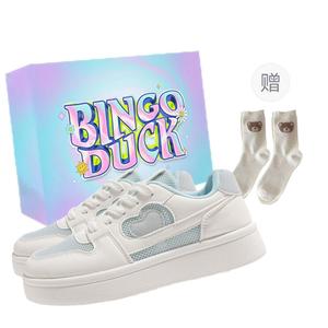 Низкие женские кроссовки для скейтбординга Coverage BINGO DUCK, White Blue+Exclusive Shoe Box+Gift Socks
