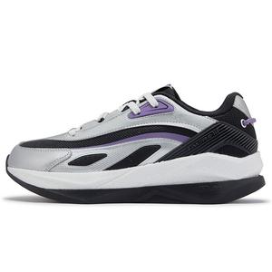 361° Нескользящие износостойкие низкие повседневные туфли женские, цвет: черный, темно-серый + серебристо-белый