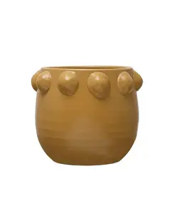 Терракотовое кашпо с рельефными точками Storied Home, yellow