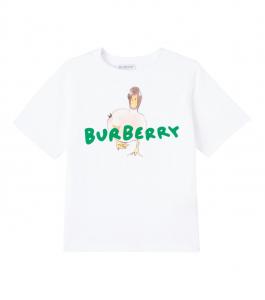 Футболка из хлопкового джерси с логотипом Burberry Kids, белый