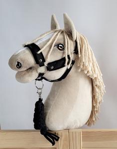 Набор Hobby Horse: недоуздок А3 с черным мехом + веревочный привязь - черный и черный. Inna marka