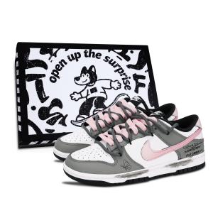 Nike Dunk Black White, Gray Pink Butterfly Language устойчивые к истиранию низкие скейтборд кроссовки unisex gray