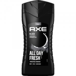 Гель для душа и шампунь 3 в 1, черный AXE, 250 ml