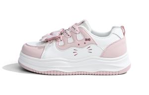 RENBEN Женские низкие скейтерские кроссовки с амортизацией для увеличения роста бело-черные, цвет White Black