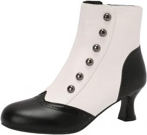 Викторианские ботинки DINTAHA с низким каблуком-киссетом, винтажные ботильоны для женщин, White