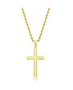 Ожерелье с крестом из полированной нержавеющей стали Metallo, gold