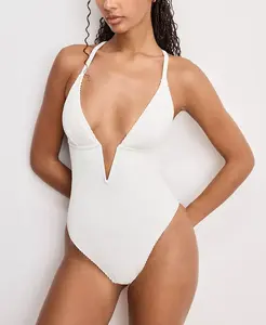 Женский слитный купальник Always Fits на косточках с глубоким V-образным вырезом Good American, белый