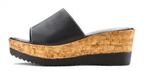 LASCANA мюли, мюли, босоножки, открытая обувь из кожи на танкетке, черный