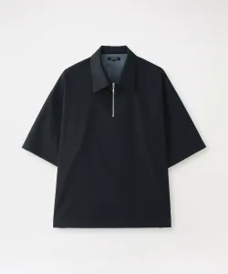 Поло из атласа шамбре с молнией до середины груди Loveless, цвет Navy