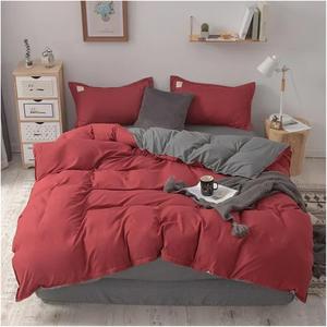 YUSIWOAL Комплект постельного белья сплошного цвета в минималистском стиле фиолетово-серый