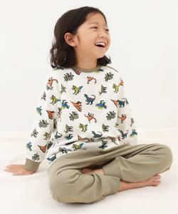 Пижама с длинными рукавами, домашняя одежда, пижамы с длинными рукавами Devirock, цвет 007-Dinosaur-L Khaki