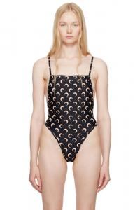 Слитный купальник из черного и бежевого джерси Marine Serre