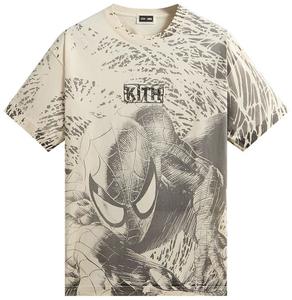 Винтажная футболка Kith x Marvel Spiderman с принтом по всей поверхности, черный