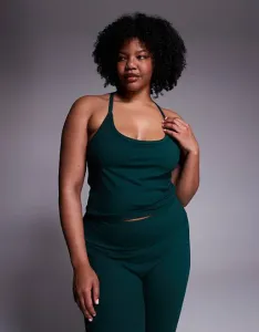 4505 Мягкая майка для йоги Curve Icon с внутренним бюстгальтером и регулируемыми бретелями цвета Evergreen