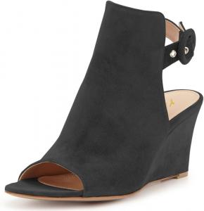 Женские элегантные босоножки на танкетке YDN с открытым носком, замшевые туфли с ремешком на пятку, ботильоны на каблуке для вечеринок, Black