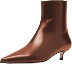 Женские ботильоны FOWT с заостренным носком, молния сбоку, низкий каблук «киска», короткие ботинки, удобные для ежедневной зимней и осенней носки, туфли под платье, размеры US 4-16, Chocolate