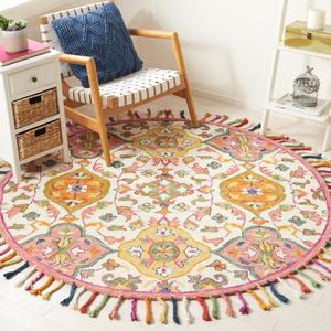 Ковер SAFAVIEH, 183 x 183 см, Blossom Collection Ivory/Multi BLM456A ручной работы с кистями из премиальной шерсти