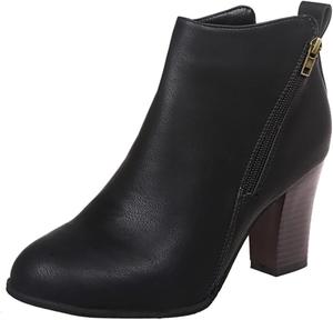 Женские ботильоны с массивным высоким каблуком, модные кожаные с острым носком, противоскользящие, на осень и зиму, короткие, нарядные, удобные, для вечеринок Dsisskai, Black