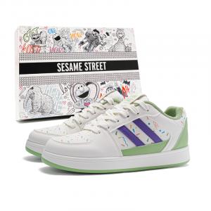 SESAME STREET Классические унисекс скейтерские кросcовки с утеплением, противоскользящей подошвой и амортизацией, низкие, бело-зеленые, цвет White Green[Classic]