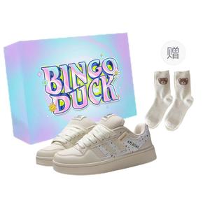 Нескользящие низкие кроссовки, женские, цвета экрю BINGO DUCK, Ecru+Exclusive Shoe Box+Gift Socks