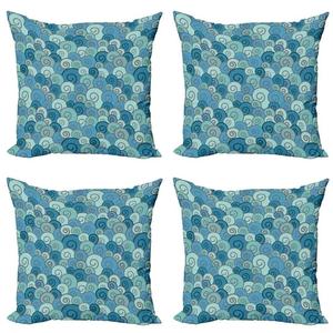 ABAKUHAUS Набор чехлов для подушек в морском стиле (4 предмета), рисунок «Волны в океане», современная двусторонняя цифровая печать, 40 x 40 см, многоцветный