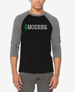 Мужская бейсбольная футболка реглан с рукавом 3/4 Success Word Art LA Pop Art, цвет Gray, Black