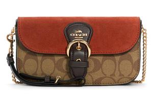 Кожаная маленькая квадратная сумка Kleo из телячьей кожи Ручная сумка через плечо Сумка на плечо Женская верблюжья COACH