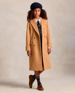Детское пальто из ткани с двубортной застежкой Polo Ralph Lauren, песочный