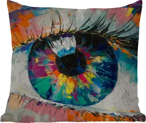 Подушка для улицы - Живопись - Масляные краски - Глаз - Краски - 50x50 см - Устойчива к погодным условиям - Подушка для отдыха - Удобная - Подушка с рисунком MuchoWow