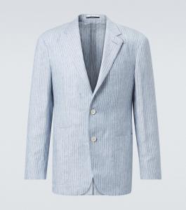 Полосатый блейзер из смесовой льняной ткани Dunhill, Pale Blue