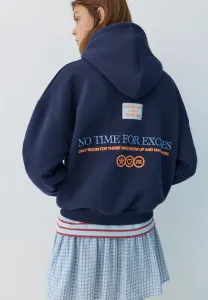 Худи с графическим принтом Pull&Bear, Mottled Dark Blue