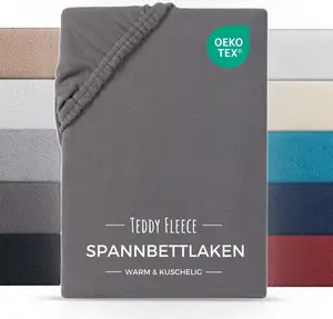 Зимняя простыня на резинке из флиса Тедди 180x200 см, цвет антрацит Carpe Sonno