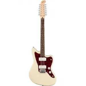 Squier Paranormal Jazzmaster XII, гриф из лавра, накладка из черепахового пластика, цвет Olimpийский белый