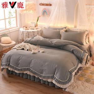 Yalu Комплект постельного белья 4 предмета, 180 см, простыня, пододеяльник, 2 наволочки, цвет: космический серый