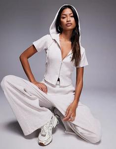 Weekend Collective толстовка с короткими рукавами и вафельной застежкой-молнией, овсяного цвета