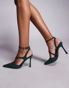 Туфли на высоком каблуке из замши цвета лесной травы ASOS DESIGN Past