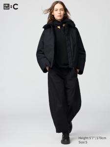 Хлопковые брюки с изогнутым кроем до щиколотки Uniqlo, 09 black