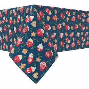 Прямоугольная скатерть, 100 % хлопок, 52x120 дюймов. Теплые и уютные праздничные кружки.