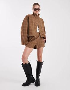 Юбка-шорты ASOS DESIGN, приталенная, в клетку с начесом