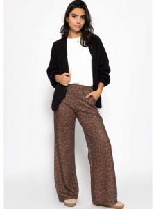SASSYCLASSY Широкие брюки с леопардовым принтом коричневого цвета