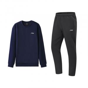 Мужской повседневный спортивный комплект от Li Ning (2 предмета)., ink синий top+черный pants