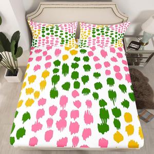 Erosebridal Комплект постельного белья Abstract Polka Dots с геометрическим принтом и круговым дизайном для детей, Pink Yellow Green
