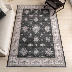 Ковер nuLOOM, 183 x 183 см, с моющейся поверхностью, водонепроницаемый, противоскользящий, устойчивый к пятнам, для гостиной, спальни, кухни, столовой, цвет Moxie Charcoal