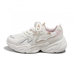 WARRIOR Износостойкие легкие противоскользящие низкие массивные кроссовки женские бежево-розовые, цвет Beige Pink