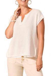 Свитер с удлиненными плечами в белом цвете TRIBAL