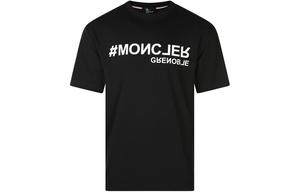 Футболка из хлопка с аппликацией логотипа Moncler, черный