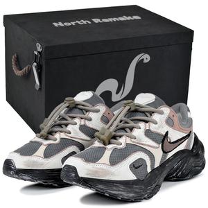 Nike Женские серо-розовые повседневные туфли AL8 с противоскользящей подошвой и устойчивостью к истиранию, низкие - подарочная упаковка "Старый блокнот мечтаний" 3