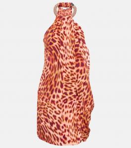 Мини-платье из шелка с принтом и вырезом халтер Stella McCartney, Martini Pink